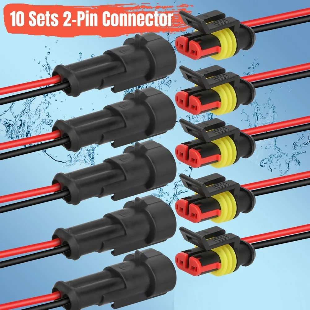 

Водонепроницаемый электрический соединитель для грузовиков и автомобилей, 20 шт., с кабелем, штекер, гнездо, 2 контакта, комплект штекеров 10 см, линия