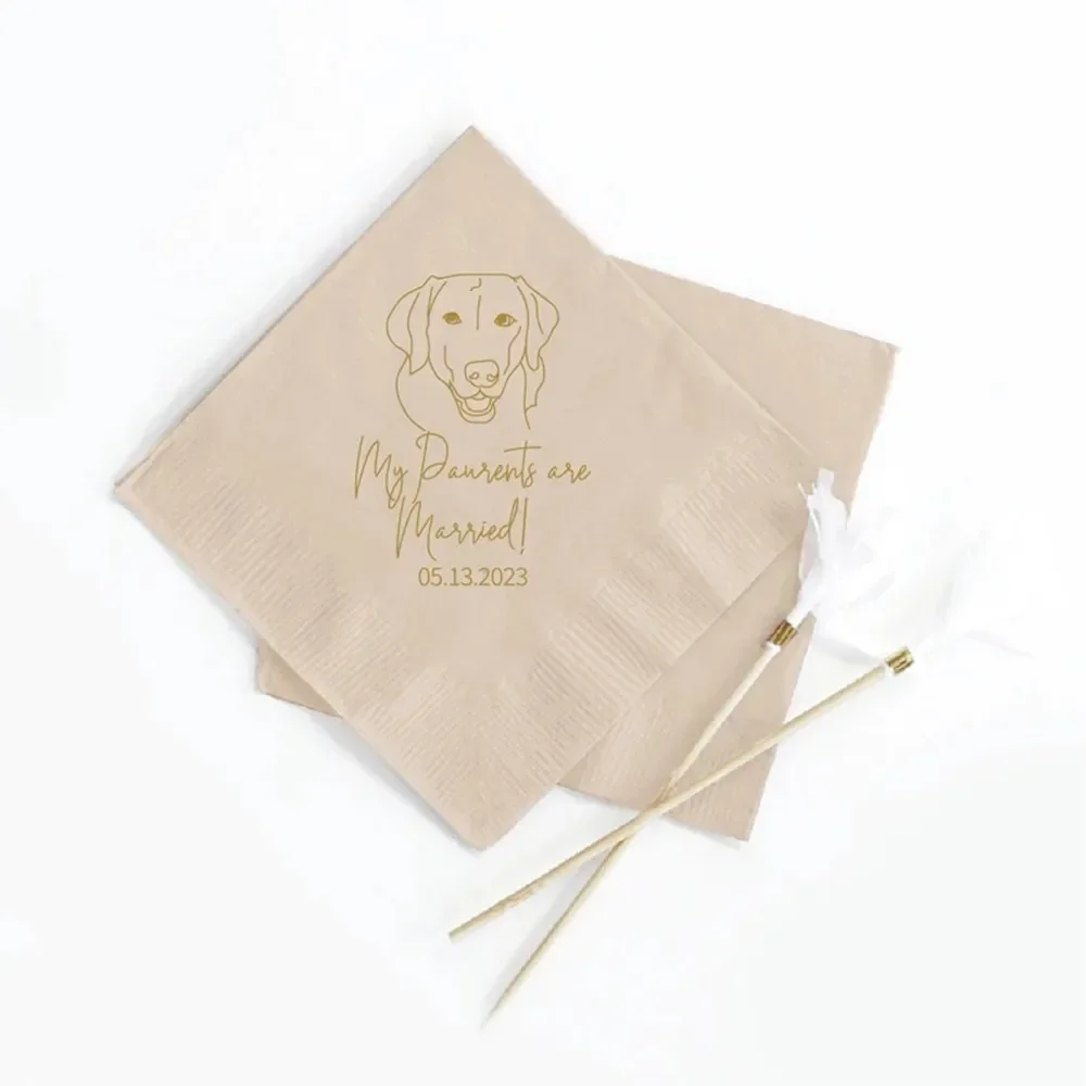 Custom My Parents Are Married Wedding Napkins, Custom Pet Wedding Napkin, Personalized Pet Beverage Napkin, Paper Napkins(24x24)