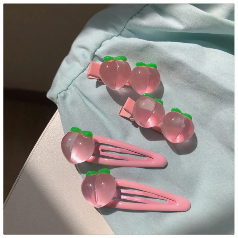 

Прозрачная персиковая заколка для волос для женщин, плоская боковая заколка для челки и непослушных прядей, милая, очаровательная, нежная, нескользящая, мягкая, для повседневного использования, 1 шт.