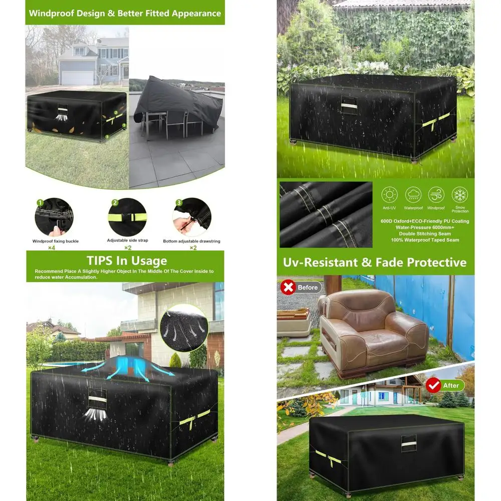 

Водонепроницаемый чехол для уличной мебели, материал Оксфорд 600D, вентиляционное отверстие, ветрозащитные пряжки, подходит для дивана и стола размером 136–75 Вт × 28 ч.