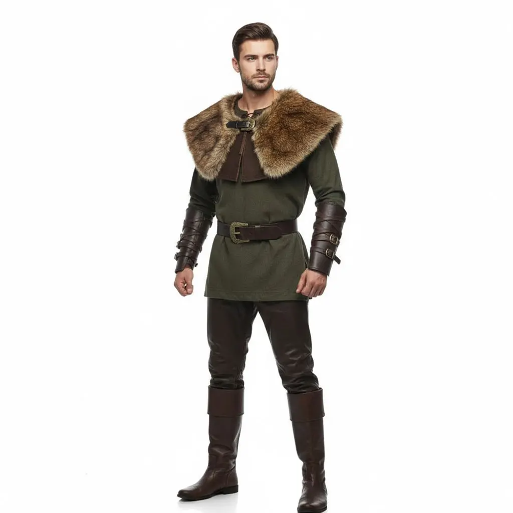 Thick Faux Fur Shoulder Cape Viking Medieval Shawl Renaissance Cosplay Costume for Role Play