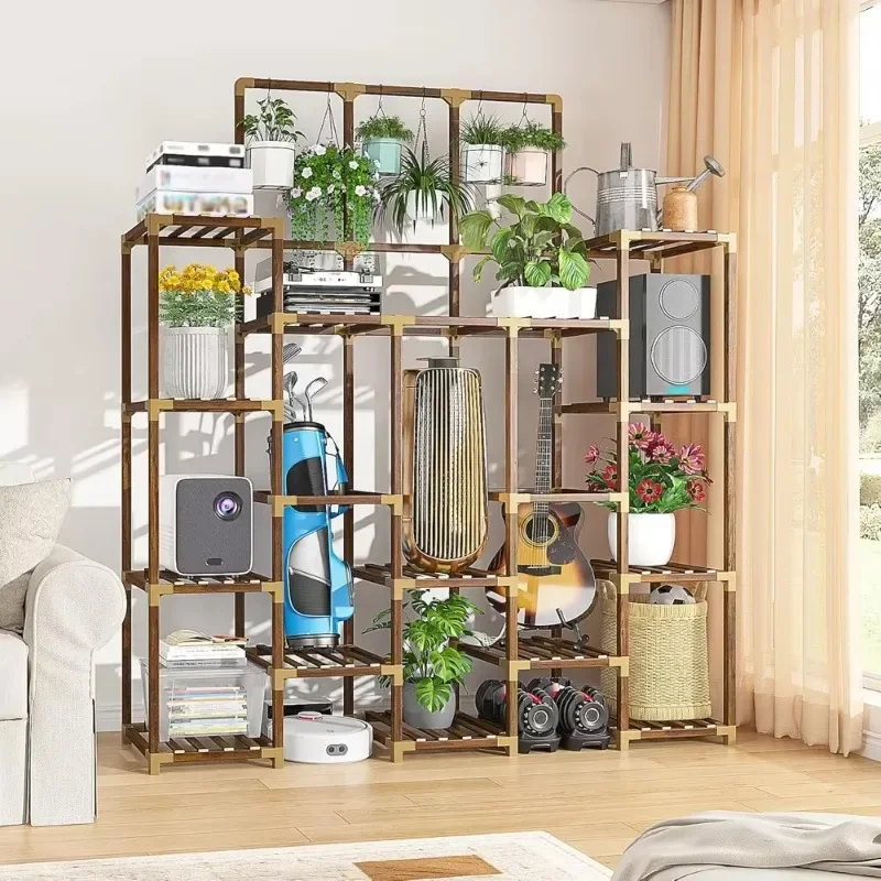 أفضل المنتجات الساخنة مبيعًا. عرض ساخن. حامل نباتات داخلي طويل القامة تقف في الهواء الطلق مع 7 طبقات و14 نباتات خشبية مطورة بوعاء Sh