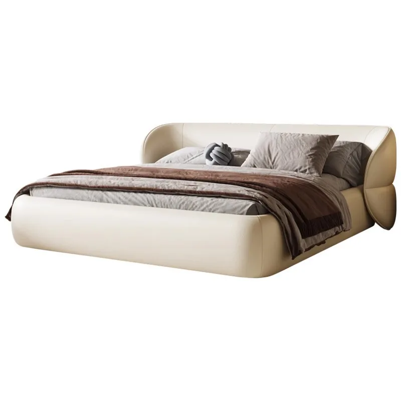 

Italian light luxury wabi sabi master bedroom atmospheric double leather bed