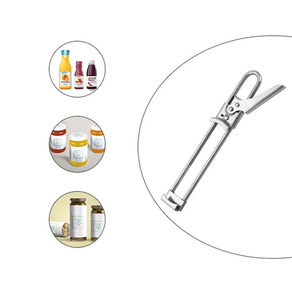 Stainless Steel Jar Lid Opener Adjustables Multifunction Can Bottle Opening Tool Home Kitchen Manual Labor-Saving Opener Gripper