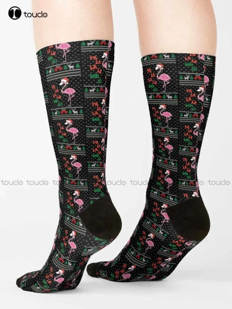 Ugly Holiday Sweaters - Flamingo Santa Claus Christmas 2021 Tree Reindeer Funny Snowman Merry Elf Happy Holidays Festive  Socks