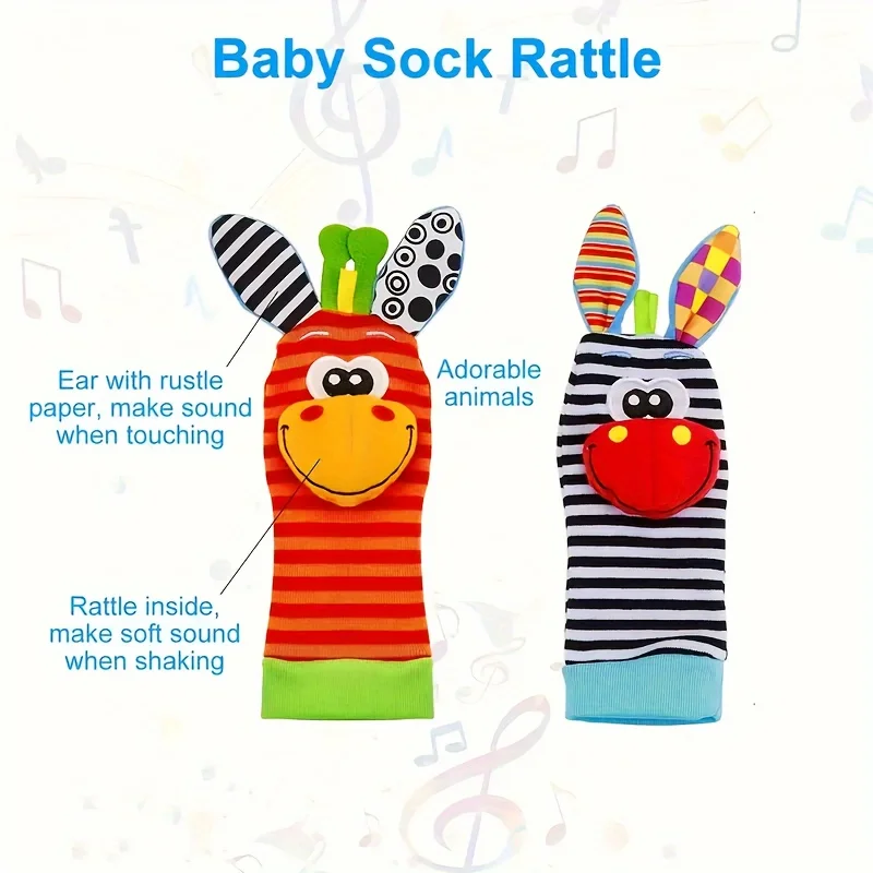 مجموعة هدايا تعميد الأطفال، تتضمن ألعاب المعصم والجورب - ألعاب حيوانات قطيفة ناعمة، هدية مثالية للعب الأطفال، إكسسوارات ملونة، مثالية كهدية عيد ميلاد #2