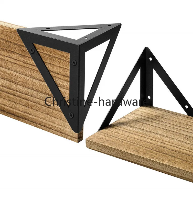 2Pcs Wall Mount Triangle Bracket Floating Shelf Iron Storage Platform Support Frame Table Furniture Fittings Hang Metal Corner