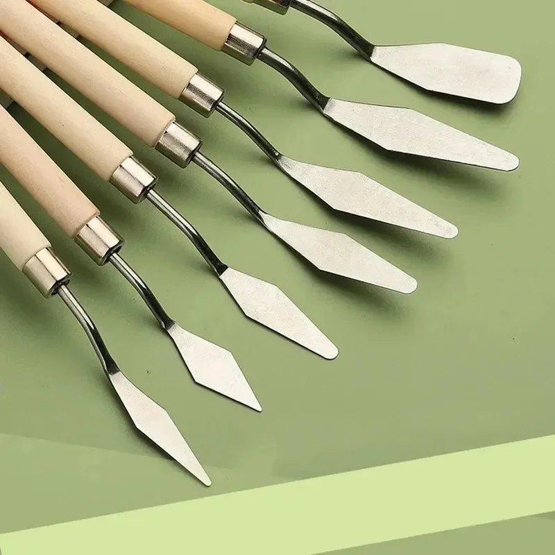 1/2Sets Palette Knife Set, Stainless Steel Spatula Painting Knives, Wooden Handle Painting Pallet Knife Set for Oil Painting