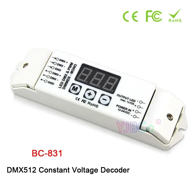 Bincolor 12V-24V Single color LED Strip DMX512 Controller 3-digital-display DMX Constant Voltage Decoder monochrome light Dimmer