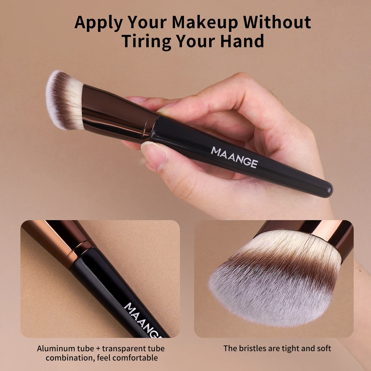 MAANGE Dense Foundation Makeup Brushes Angled Brush Concealer for Blending Liquid Cream Flawless Beauty Tools Suitable beginners