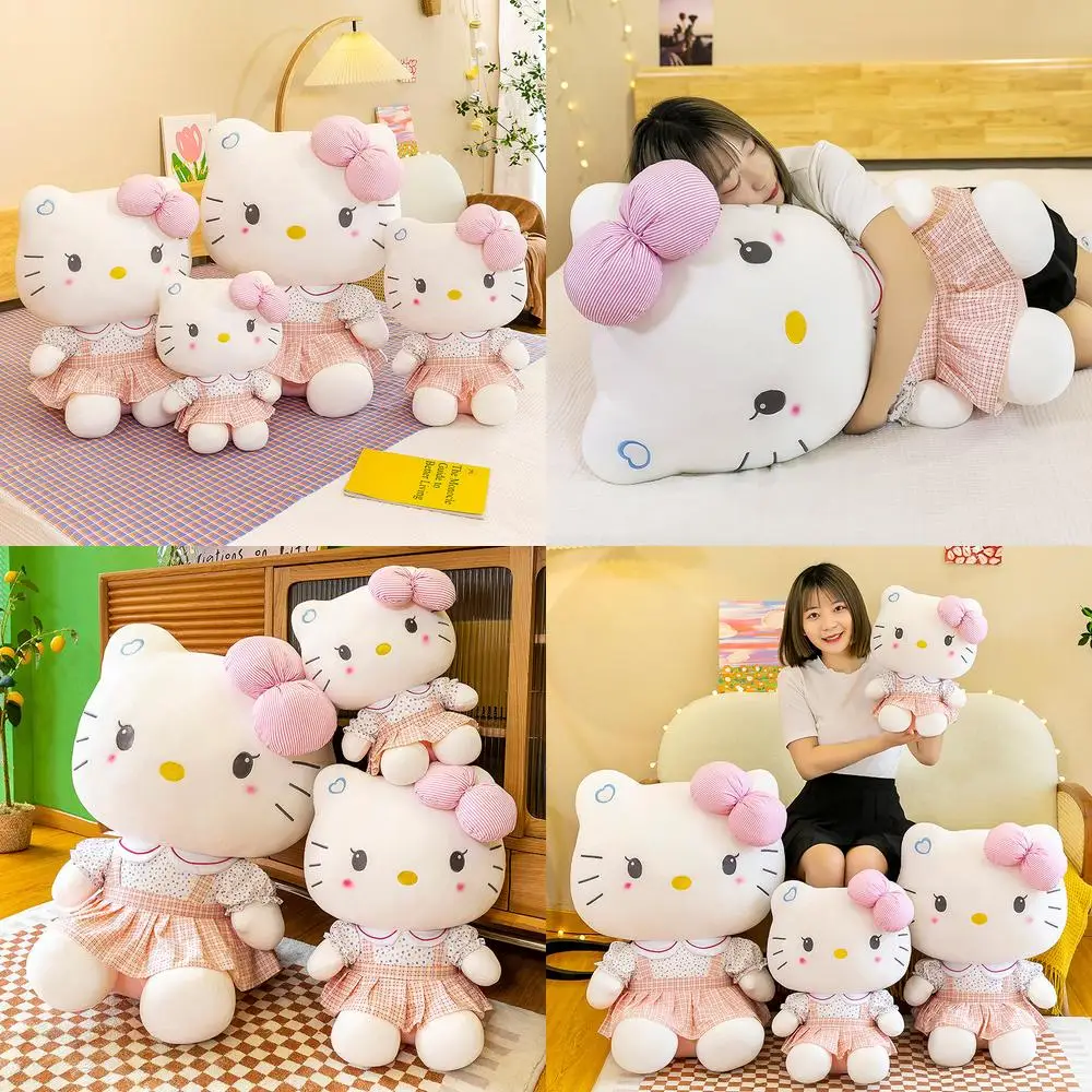 

Sanrio Kawaii Hello Kitty плюшевая игрушка в милом цветочном платье, мягкая кукла для детей, подарок на день рождения, идеально подходящая для девочек, игрушки KT Plushie