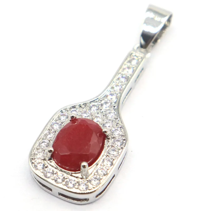 Buy 4 Get 1 Free 34x13mm New Designed Real Ruby Green Emerald Blue Sapphire White CZ Woman's Engagement Silver plated Pendant