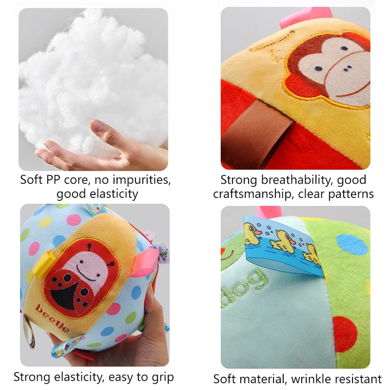 Baby-Soft-Griffball-Rassel: Sensorisches Entwicklungsspielzeug zur Tierkognition, strukturierter Ball, interaktiver Beißring für Eltern und Kind, Geschenke