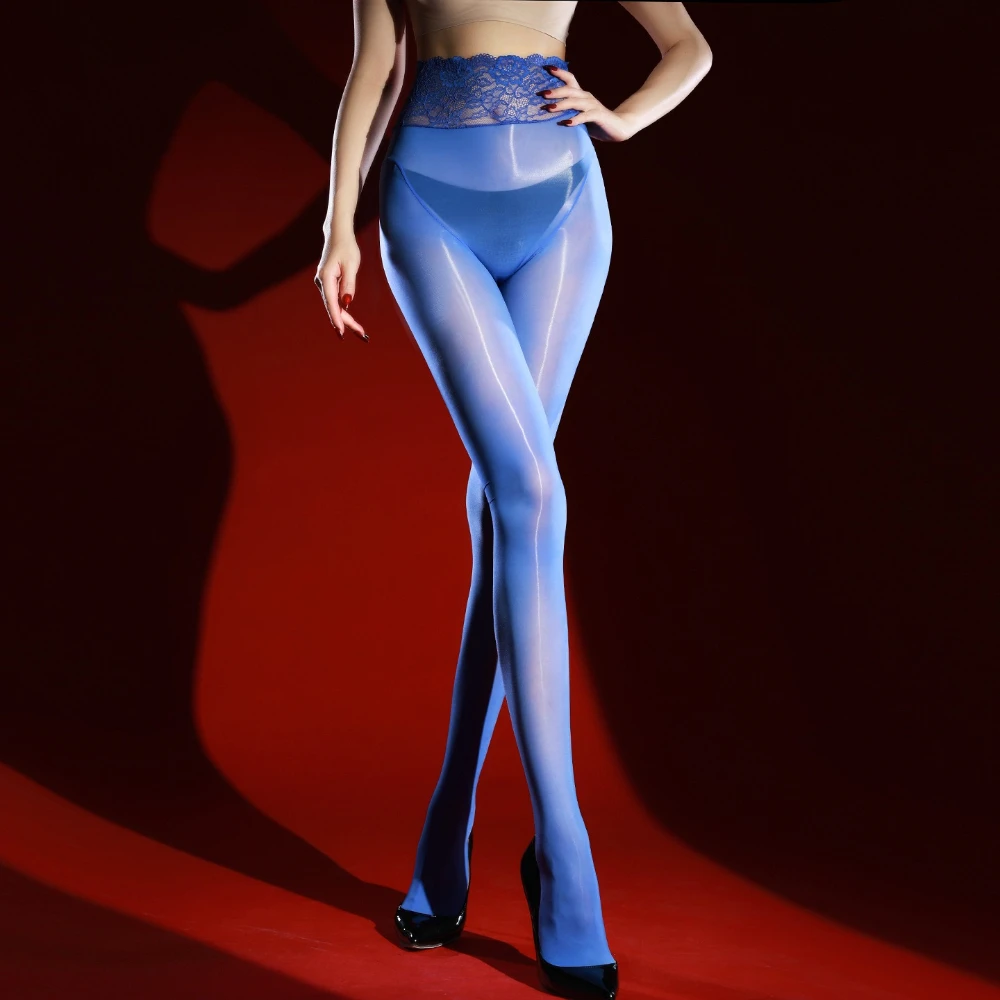 Women's Erotic Lingerie Pantyhose Seamless Stockings Oil Shiny  Lace Waist Body Sock Ultra-thin  High Waist 5d Sexy Silk Hosiery