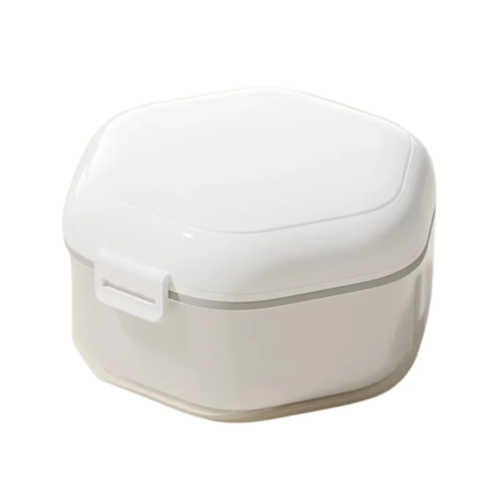 

Invisible Orthodontic Retainer Case Sealed Denture Cleaning Denture Cleaner Box 2 Layer Portable False Teeth Container
