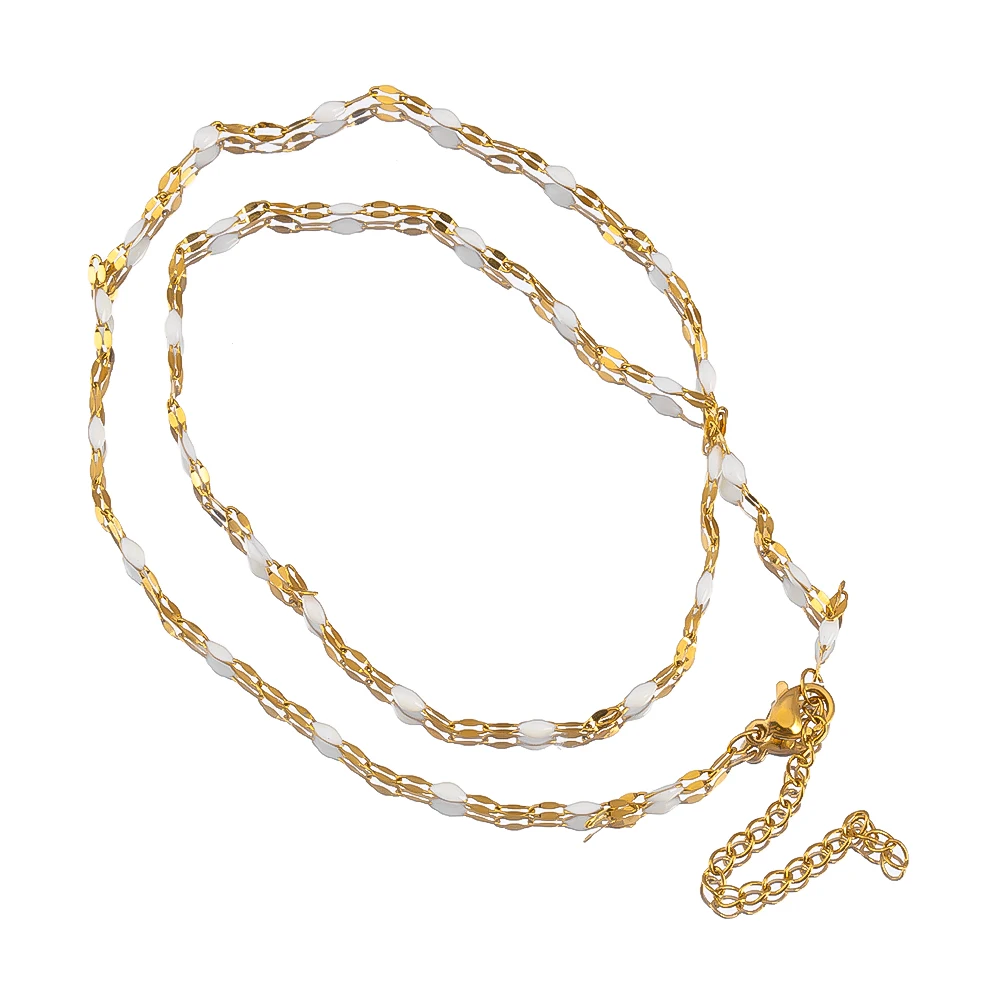 

1Pc Stainless Steel Enamel Lip Chains Gold Chains With Lobster Clasp 5cm Extended Chains for DIY Necklace Jewelry Making Crafts