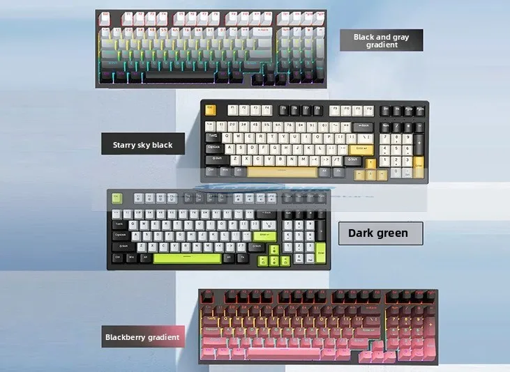 

K98 wired mechanical keyboard Green axis macro definition game mixed color luminous key line separation mechanical keyboard