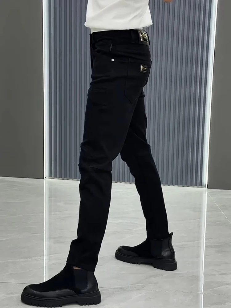 

Высококачественные модные мужские джинсы: универсальные, деловые, повседневные, прямого кроя, со стандартной талией, без бренда, новые, осень-зима