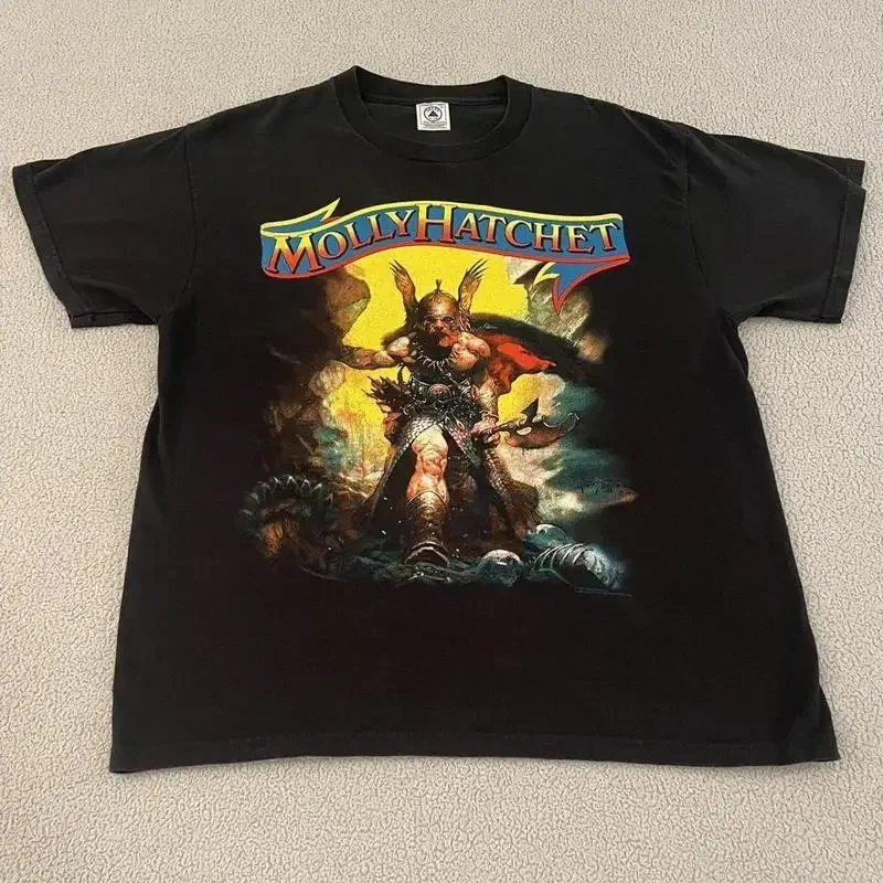 Molly Hatchet Band T Shirt Remake Black Short Sleeve Tee Vtg Nh16513