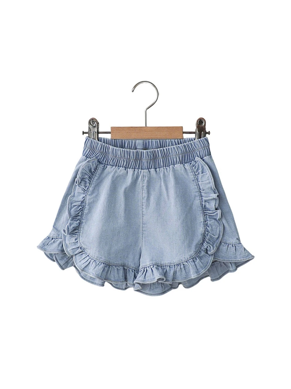 

Summer 2026 Korean Style Thin Cotton Elastic Waist Versatile Kids Girls Denim Shorts Children's Fashion Short Pants