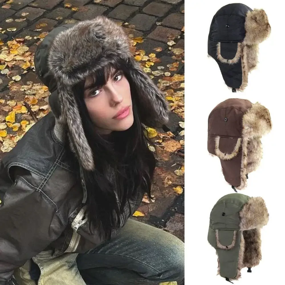 Gorro con orejeras de aviador, cazador de invierno, cálido, impermeable, para discoteca, esquí, gorro de bombardero, forro polar grueso, protectores de orejas cálidos, 1 ud.