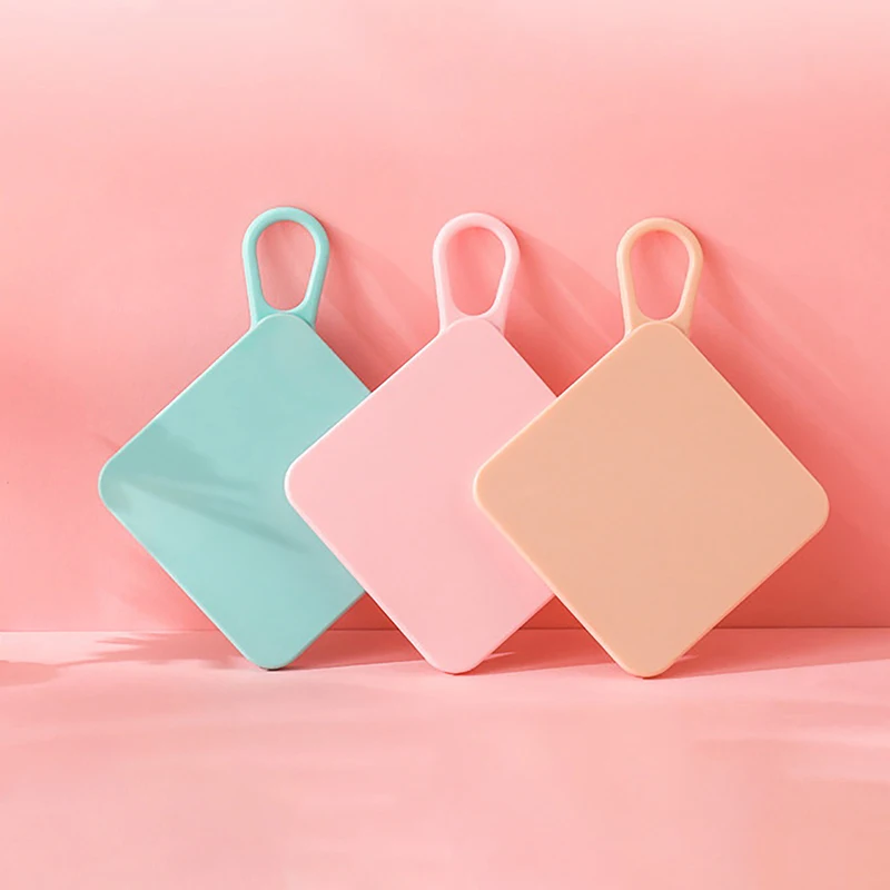 Portátil Handheld Mini Espelho De Bolso, Quadrate Espelho, Deslizando Tampa, Make-Up, Mini