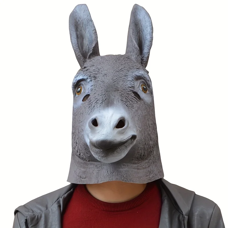 Grappig ezelhoofdmasker Natuurlijk latex Ideale podiumoptreden en fotorekwisieten voor Halloween, Kerstmis en rollenspel