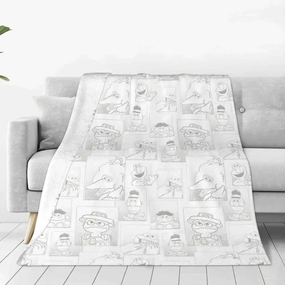 Vintage Sesames Straßen Bisse Monster Blanken Fleece Spring Autumn ultra-soft Blanket for Bettwäsche Couch Tages Decken