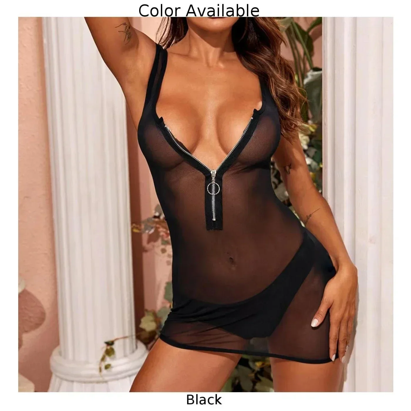 Sexy Schwarz Mesh Durchsichtig Mesh Perspektive Kurzes Kleid Frauen Tiefem V-ausschnitt Leibchen Nachtclub Beachwear Bikini Cover Up