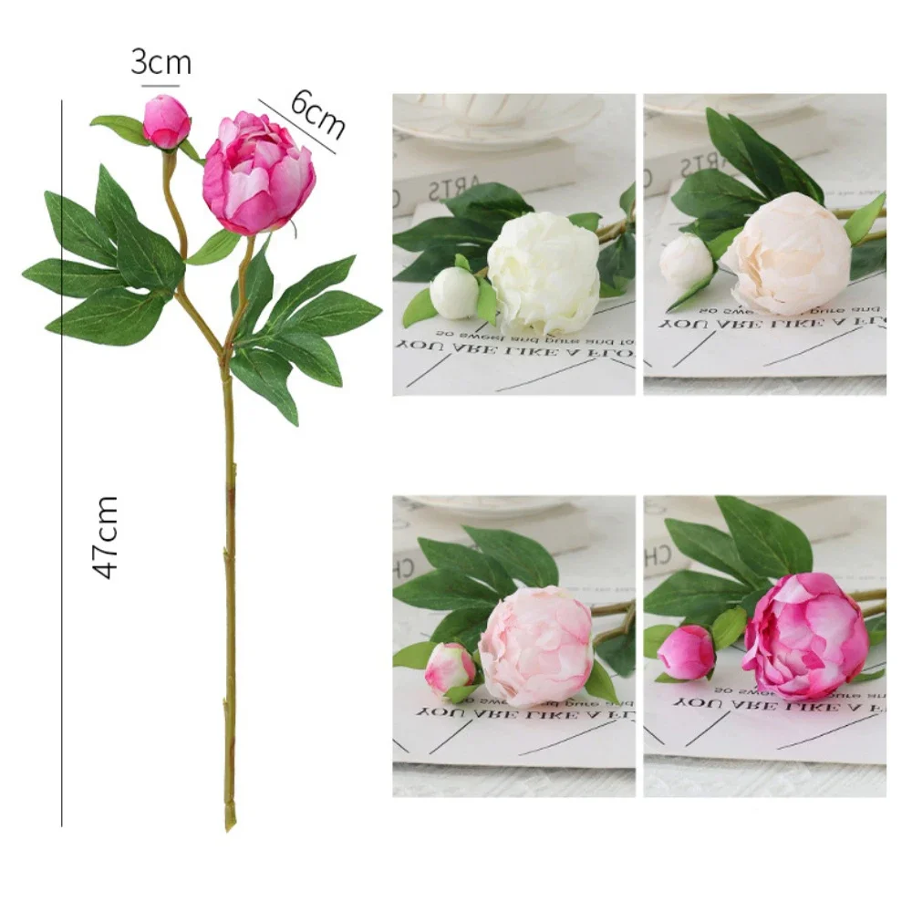 

1Pc 2 Head Exquisite Silk Peony Artificial Flowers Bouquet Wedding Home Table Decor Arrange Fake Plants Valentine's Day Present