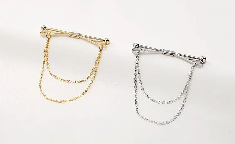 Heißer Verkauf Broschen Broches High-end-Mode Persönlichkeit Brosche Quaste Kette Clip Kragen Hemd Geknöpft Pin Männliche Zubehör – Detail 3