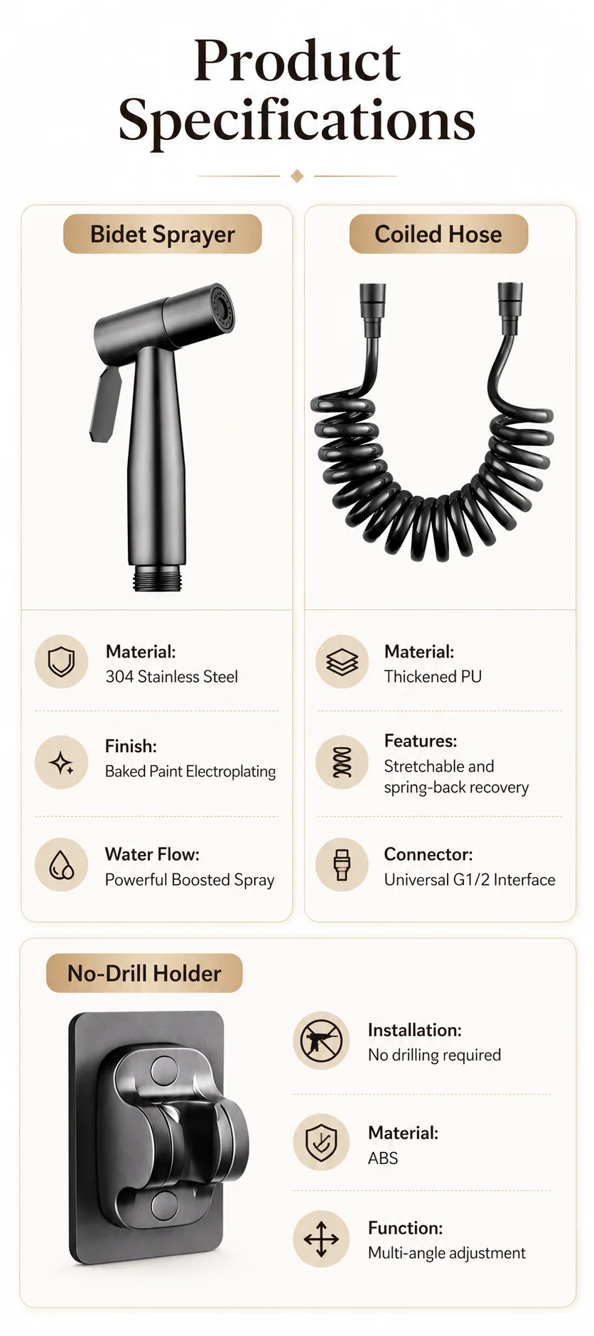 304 Edelstahl Bidet-Sprühgerät Hochdruck-Handbrause Toiletten-Shattaf-Sprühpistole für Badezimmerreinigung und Tierwäsche G1/2 Anschluss – Detail 10