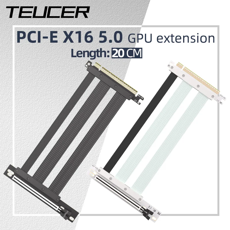 

Teucer Graphics Card PCIE 5.0 X16 GPU Right Angle Extension Cable Gen 5 128GB/s Speed Compatible with PCIe 4.0 designed for ITX