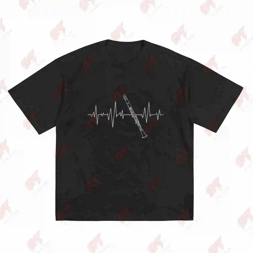 Clarinet Heartbeat Clarinetist Musical Instrument Short Sleeve Tee 100% Cotton T-Shirt