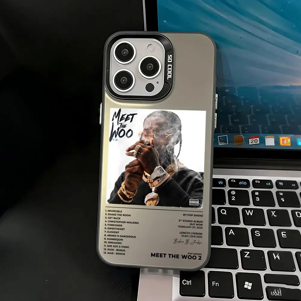 Rapper P-Pop S-Smoke Phone Case Matte Laser Aurora Case for iPhone 17 16 15 14 13 12 11 Pro Max Air Shockproof Cover view 3