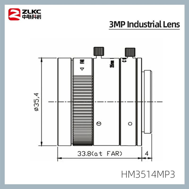 3.0Megapixel C Mount 35 mm 2/3 Inch F1.4 FA Machine Vision Fixed Focal Length Lenses Industrial Camera Manual Iris CCTV Lens 3MP