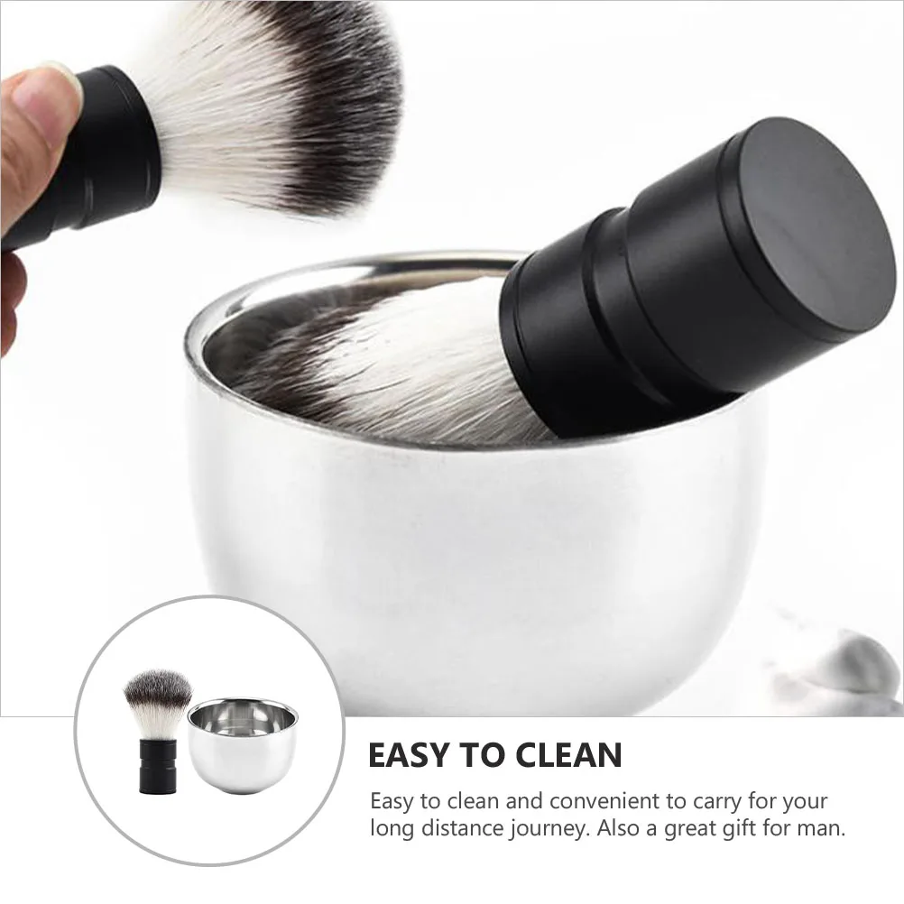 

2pcs Stainless Steel Brush Kit For Men Shaving Tools Set Mug Premium Beard Softener Travel Grooming Gift Durable Retro Style