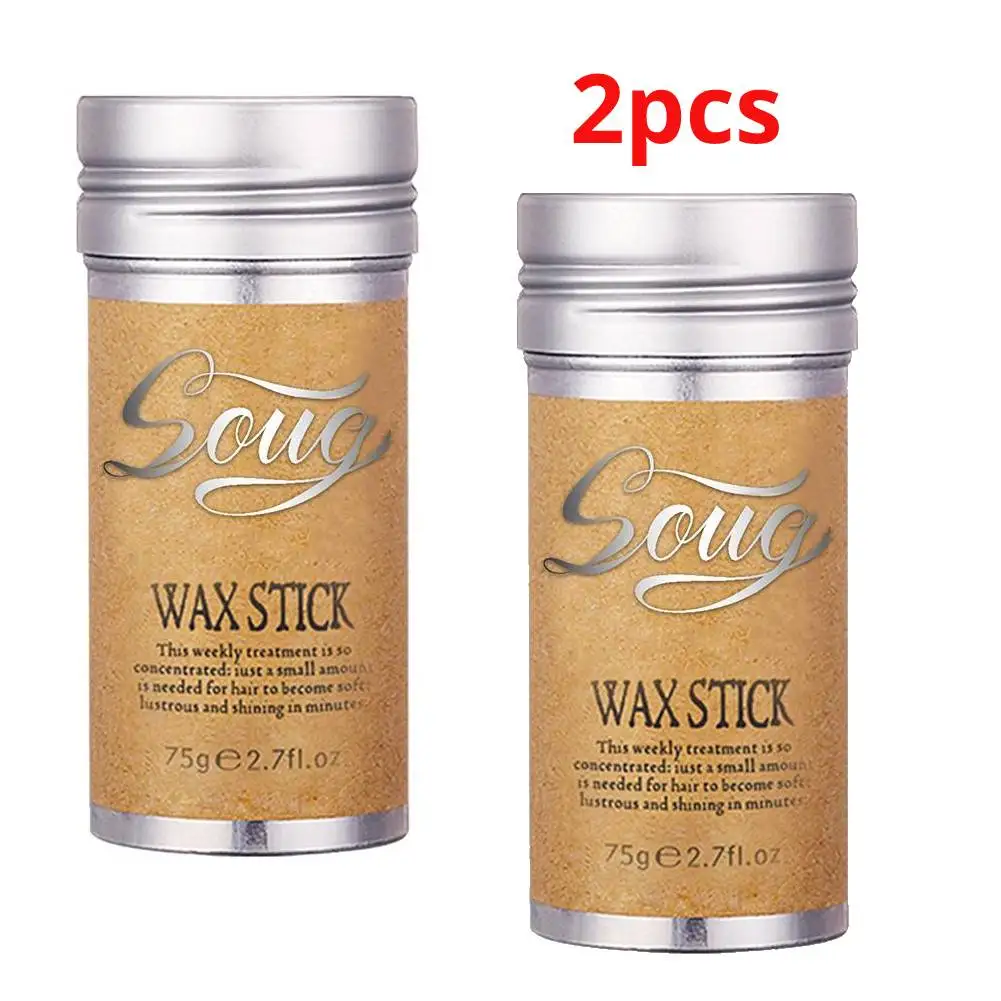 2PCS Hair Wax Stick Broken Hair Artifact Hair Gel Cream Professional Hair Finishing Cream Not Greasy Hair Frizz Fixed Fluffy 75G