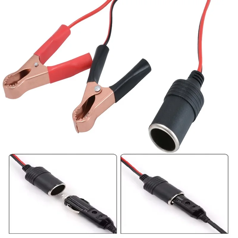 50A Cigarette Lighter Power Socket Plug Connector Adapter Alligator Clip Female Car Cigarette Lighter Charger Cable Adapter