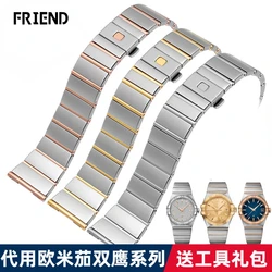 Stainless Steel Watchband for Omega CONSTELLATION Watch Strap 22*14 17*11mm Silver Wrist Bracelet Folding Clasp Logo On