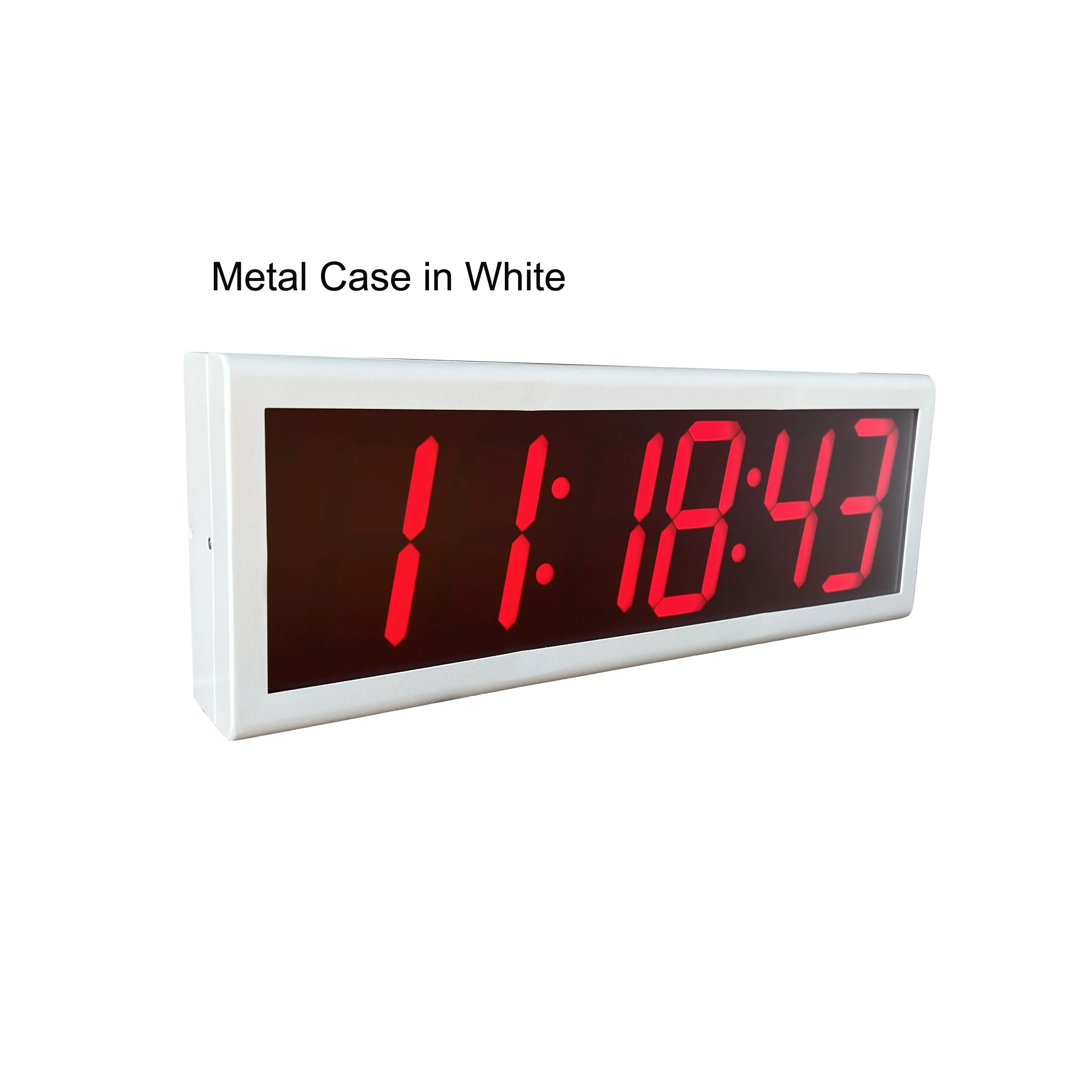 

Red LED 4"6-digit Network Digital Clock, HH:MM:SS, White Case