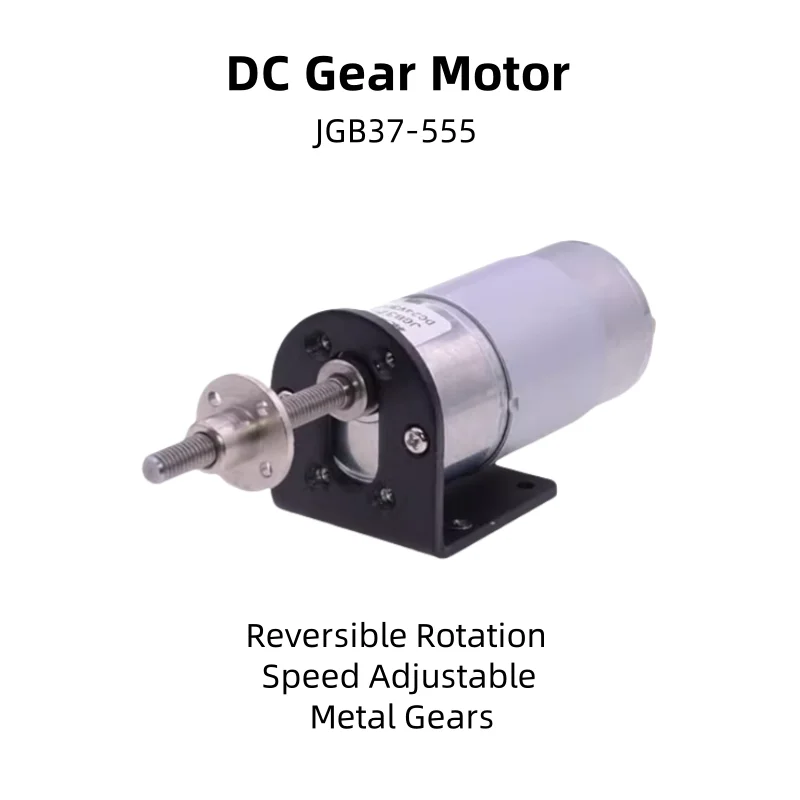 JGB37 - 555 DC Gear Motor, 12V/24V Low - Speed Motor, With 6mm Threaded Screw Shaft And Flange Mounting Bracket