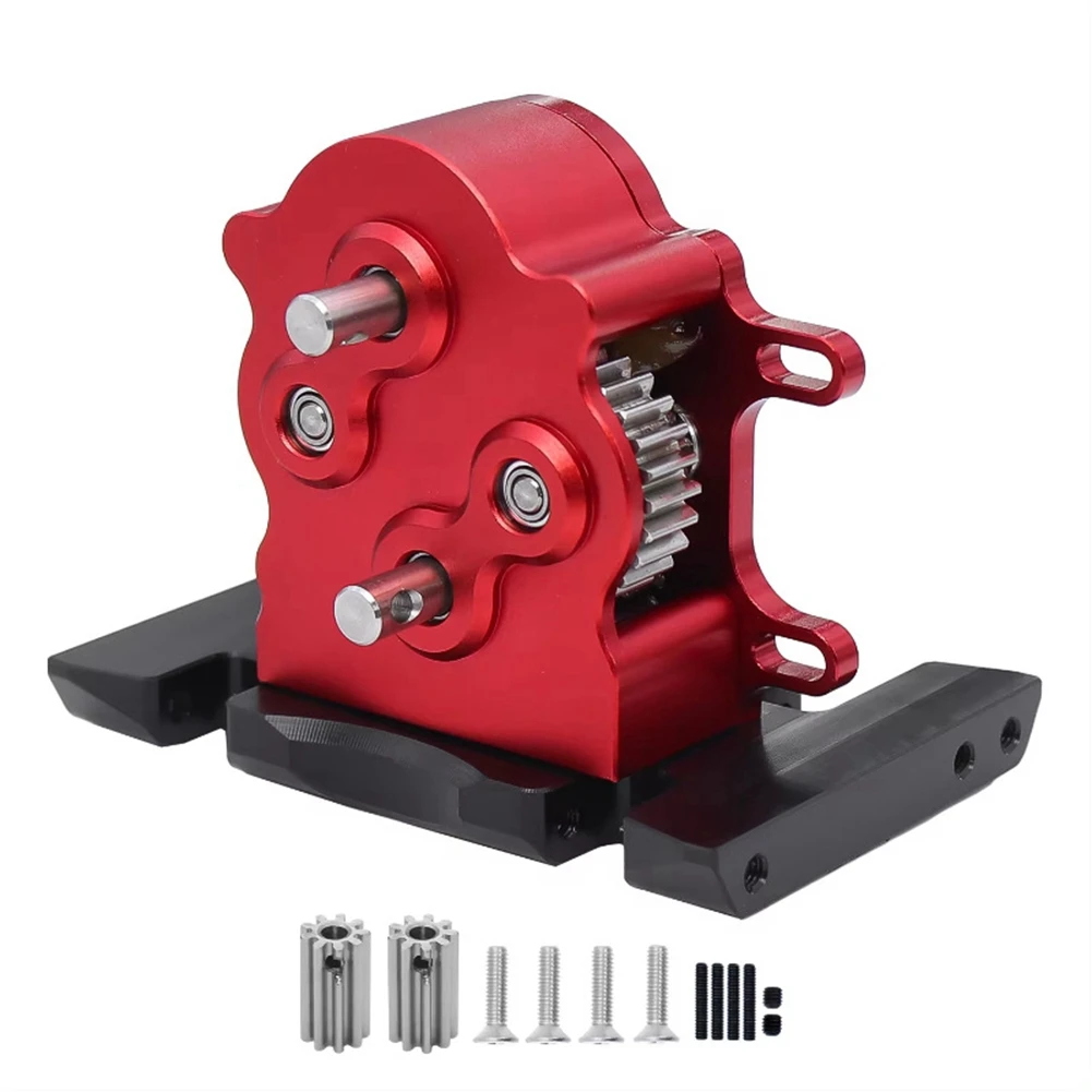 Aluminum Dual Transmission Dig Overdrive Gearbox for 1/10 RC Crawler Car LCG SCX10 Upgrade Parts Red