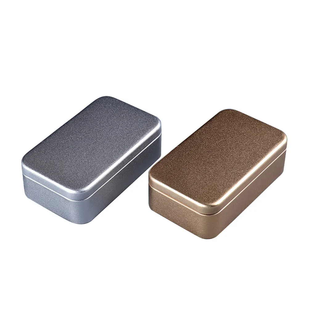 4Pcs Metal Business Card Box Tinplate Sealed Storage Case Portable for Home Travel Office Snacks Tea Tinplate Box