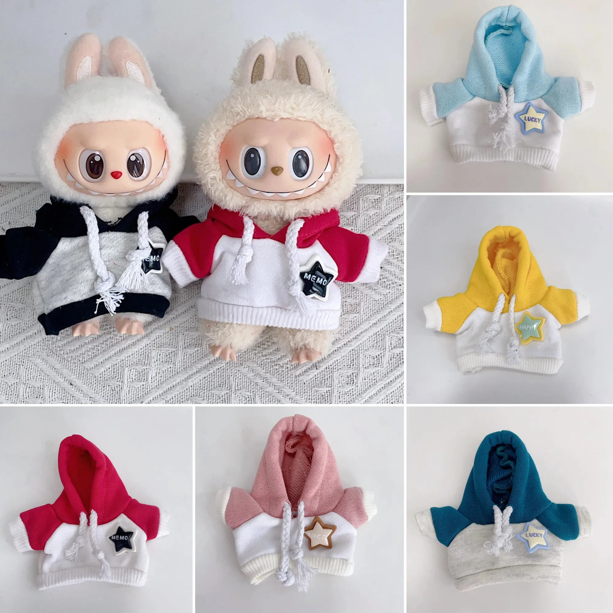 

15/17cm Pendant Doll Accessories For 1st-3rd Gen LABUBU Cute Sitting Party Pink Petal Hat Set