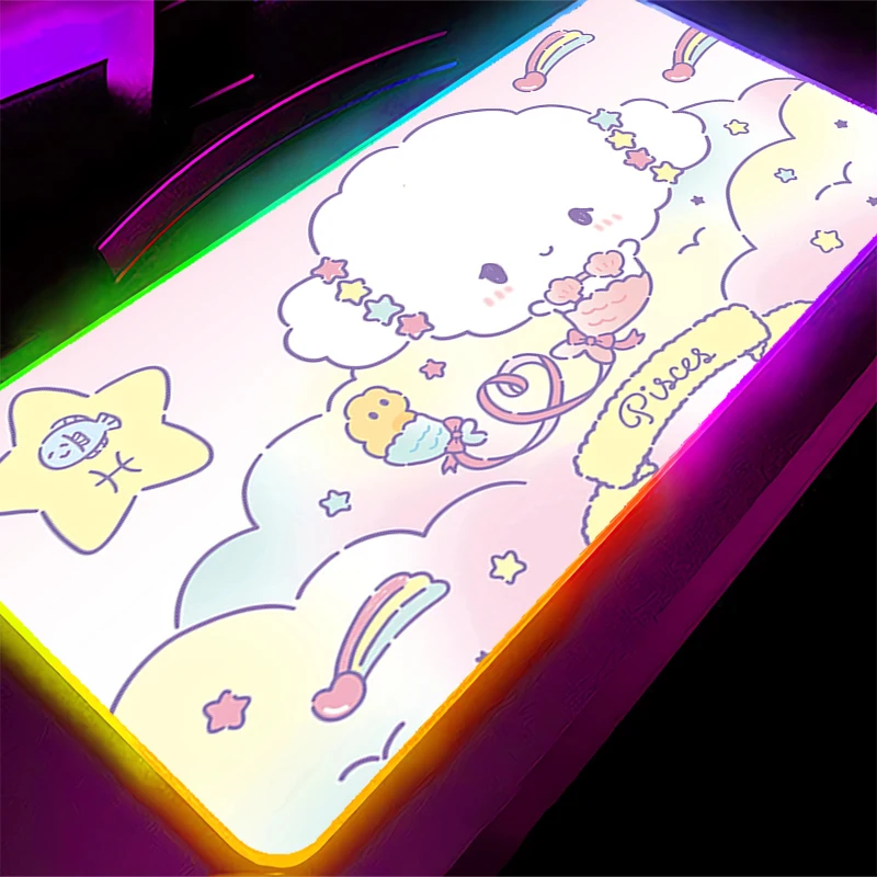 Grande mouse pad rgb cogimyun computador portátil gamer teclado tapete xxl projetado especificamente mousepad led borda branco backlight tapete de mesa