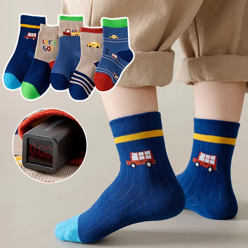 5Pairs/Set Cute Cartoon Baby Boy Socks Spring Autumn Soft Cotton Toddler Sock Breathable Comfort Kids Sport Socks