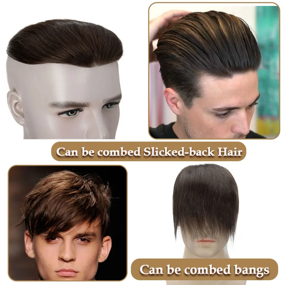 Rich Choices 7X15cm Men Forehead Hairline Toupee Real Human Hair Soft Thin Skin Mens Hairpieces Hair Replacement System