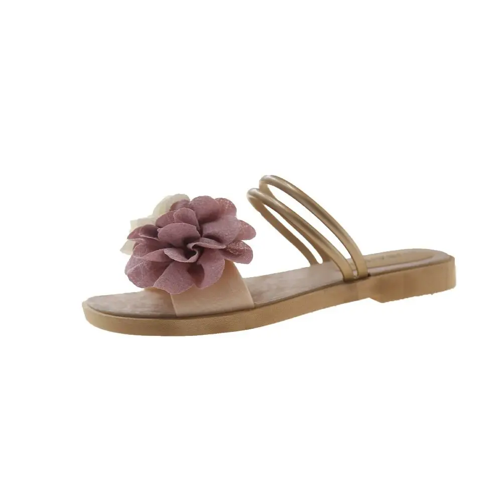 أحذية شباشب على شكل زهرة حلوة للعطلات، صنادل شاطئ البحر غير قابلة للانزلاق مقاومة للماء، شباشب شاطئ مسطحة للإجازات والسباحة