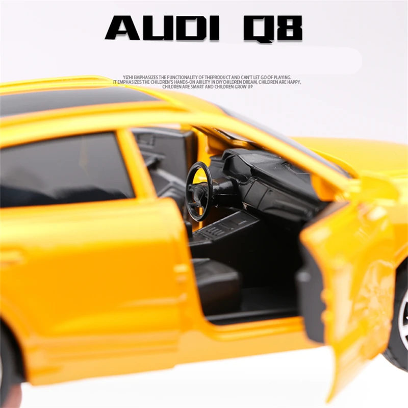 1/36 AUDI Q8 SUV aluminiowy Model samochodu Diecasts imitacja metalu pojazdy zabawkowe Model samochodu wysoka symulacja wycofać kolekcję